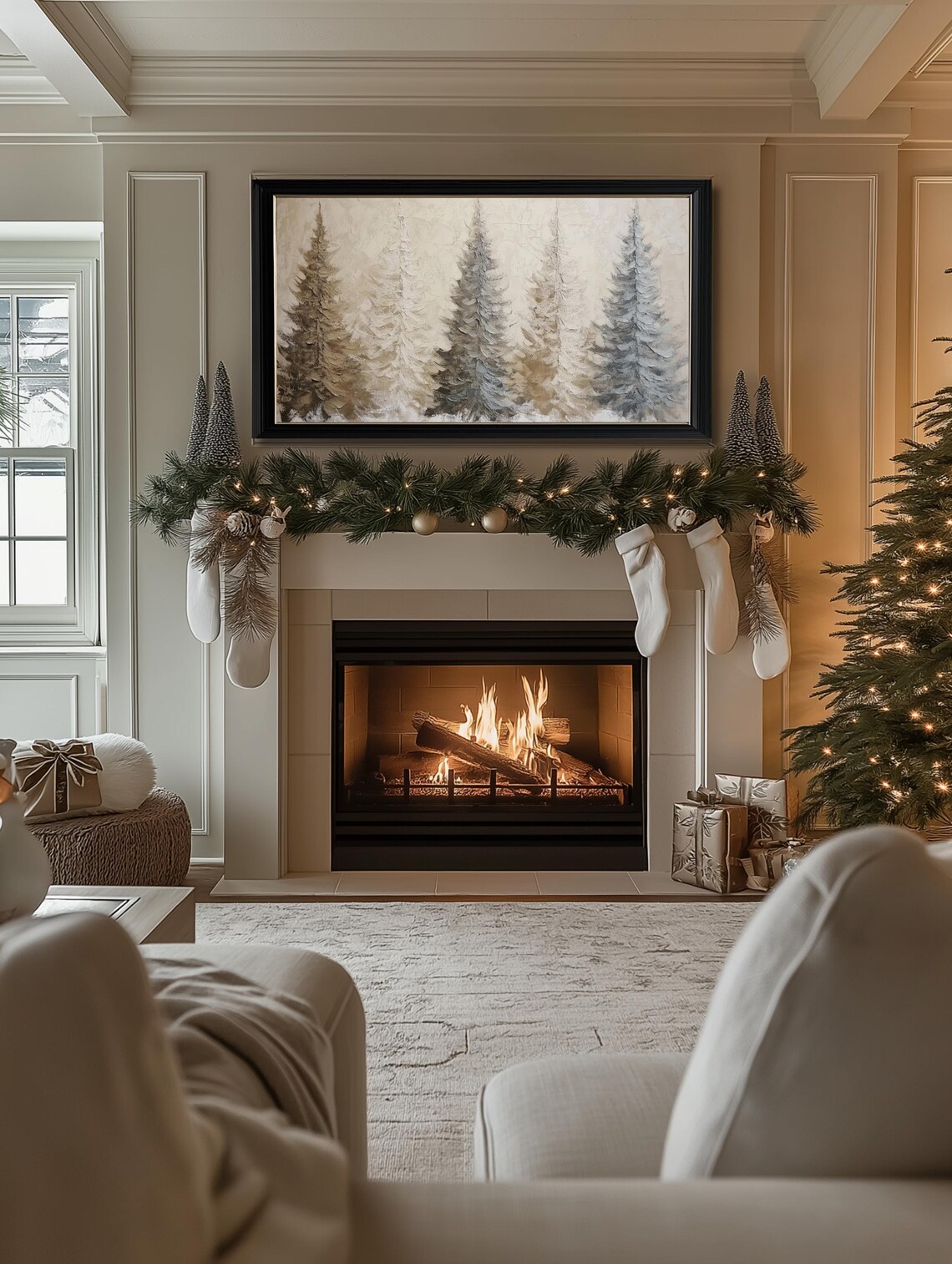Neutral Christmas Tree Art Print, Farmhouse Winter - Image 2