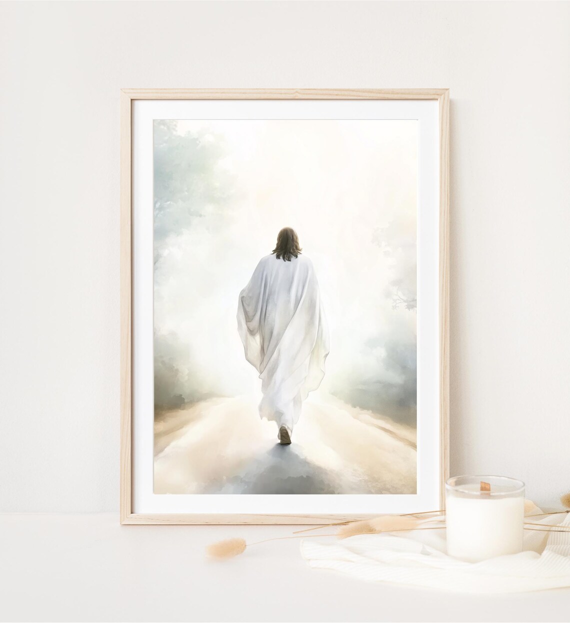 Jesus Christ Walking Into Light Watercolor Christian Frame TV Art Poster - Image 3