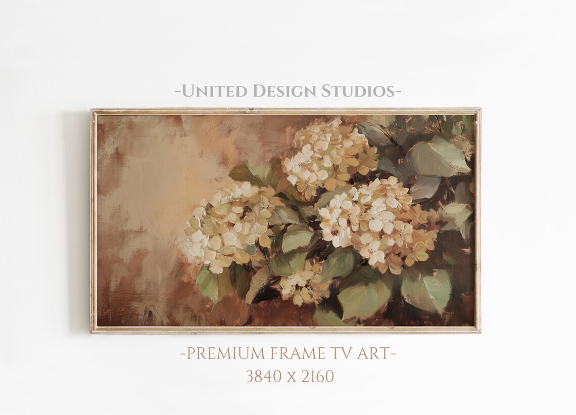 Fall Flowers Autumn Hydrangea, Farmhouse Art Print