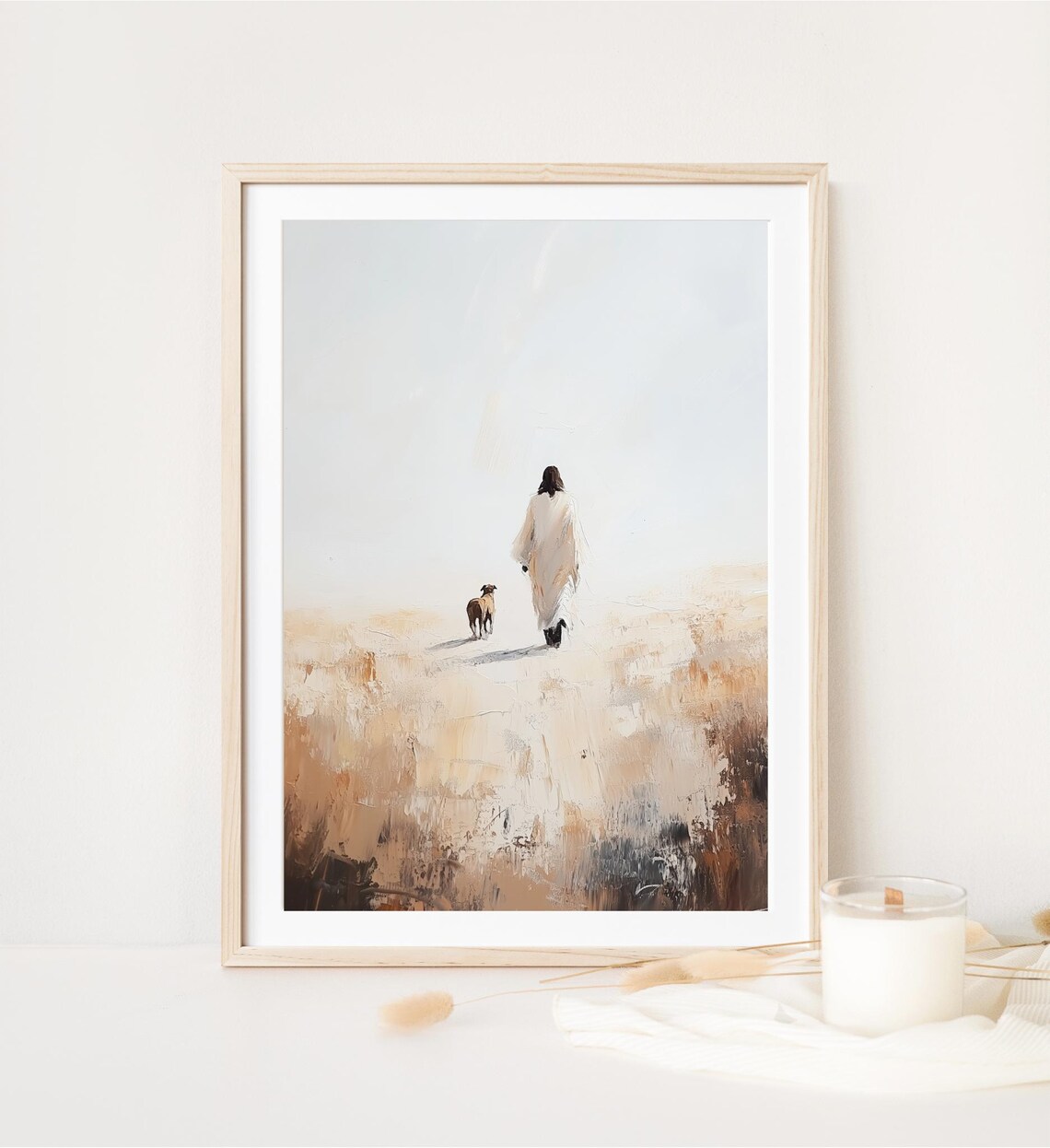 Jesus Walking With A Dog In Heaven Art Print - Image 4