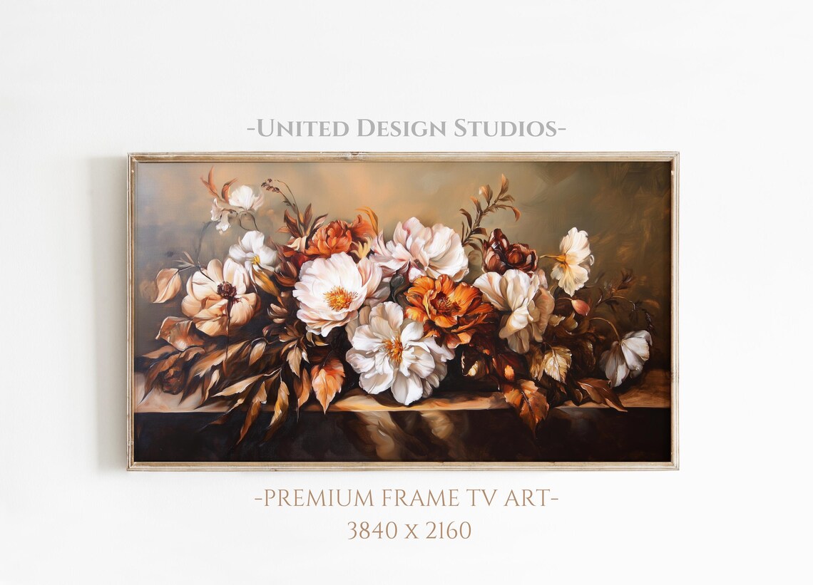 Fall Flowers Oil Painting, Baroque Style Art Print