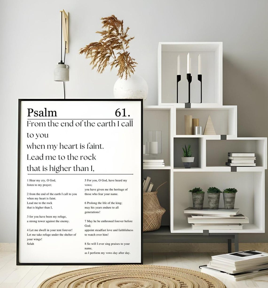 Psalm 61 When My Heart Is Overwhelmed Bible Chapter Poster Bible Verse Wall Art Modern Minimalist Christian Wall Art - Image 3