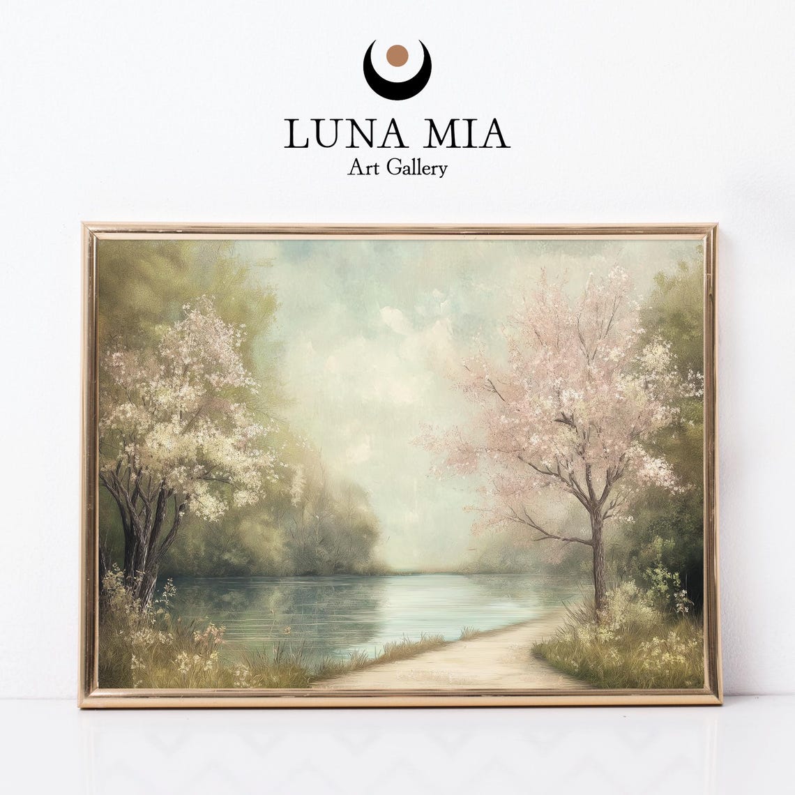Tranquil Rustic Lake Forest Wall Art Vintage Style Nature Landscape Home Decor