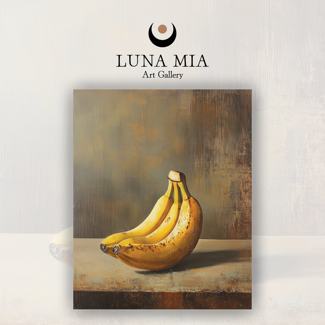 Vintage Banana Still Life Oil Painting Rustic Kitchen Art Poster - Image 2