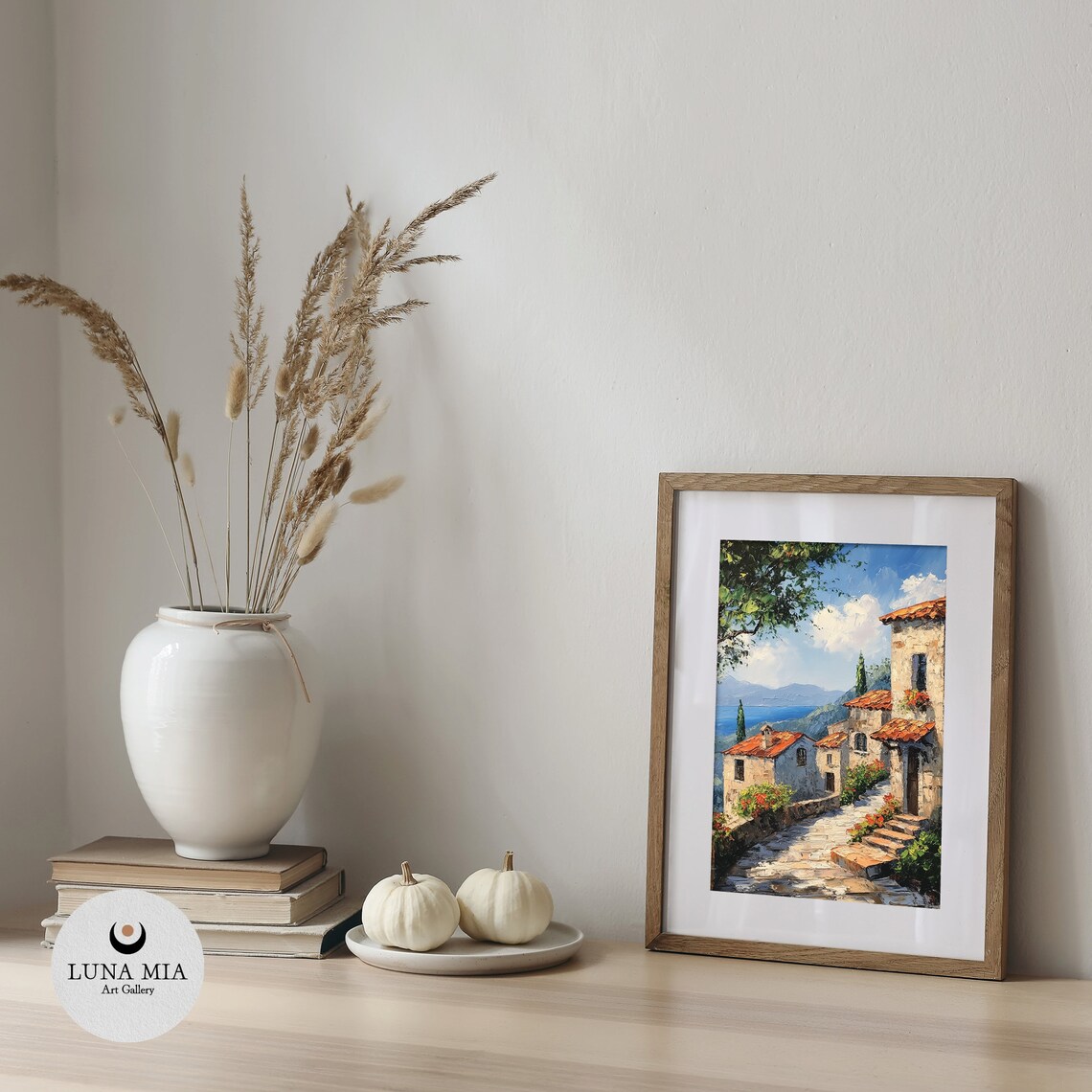 Mediterranean Village Street Sea View Impressionist Oil Poster - Image 5