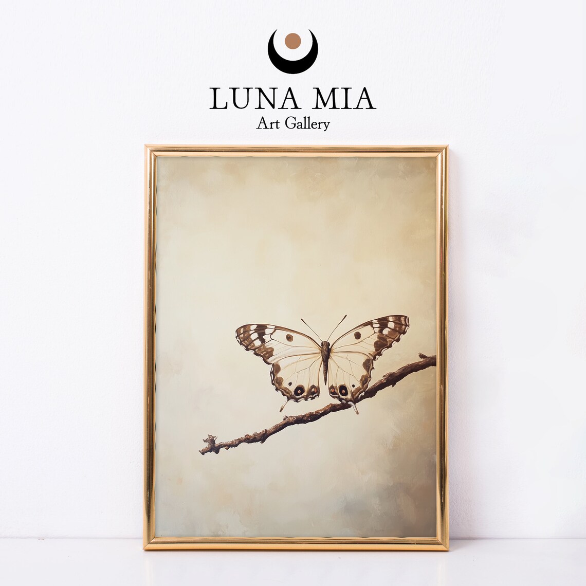 Vintage Style Butterfly Poster, Oil Paint Decor