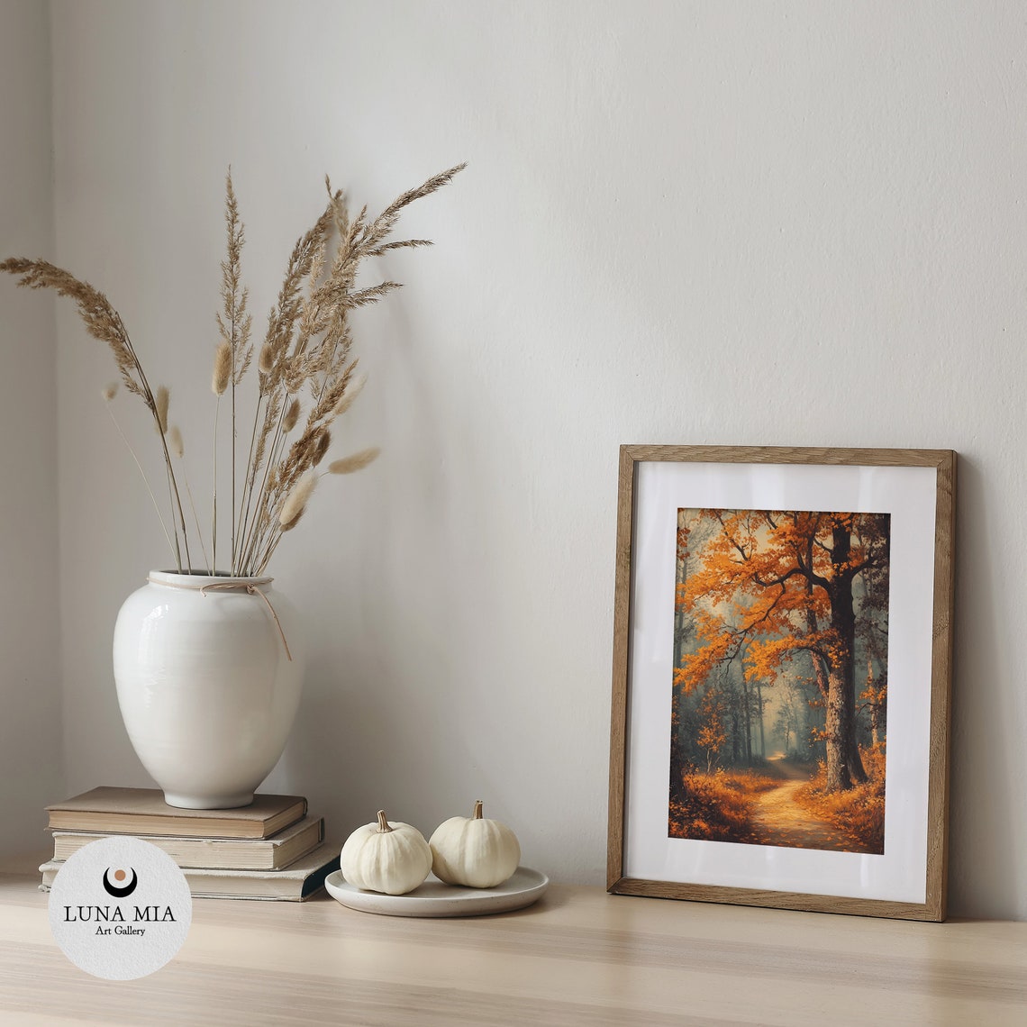 Winding Golden Autumn Forest Path With Fall Foliage Art Poster - Image 4