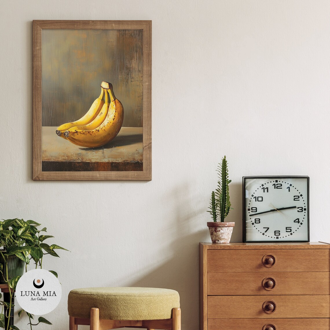 Vintage Banana Still Life Oil Painting Rustic Kitchen Art Poster - Image 3