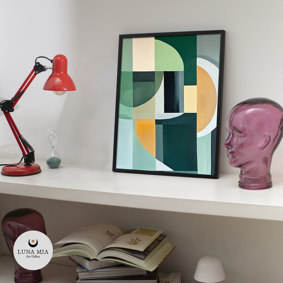 Green And Yellow Geometric Scandinavian Style Art Print - Image 3