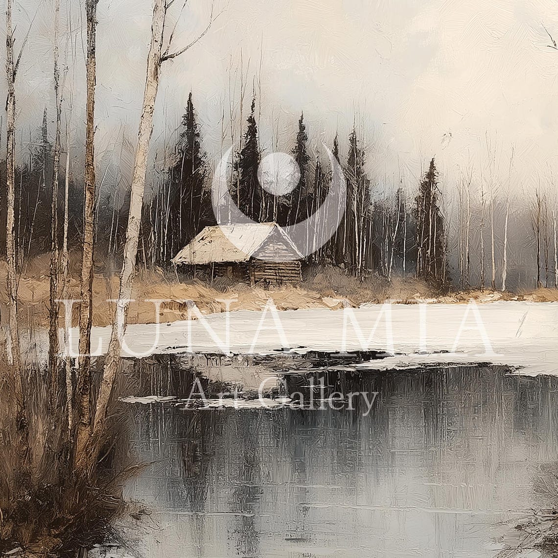Serene Vintage Country House By Lake Wall Art Rustic Home Dcor Instant Charming Landscape - Image 5