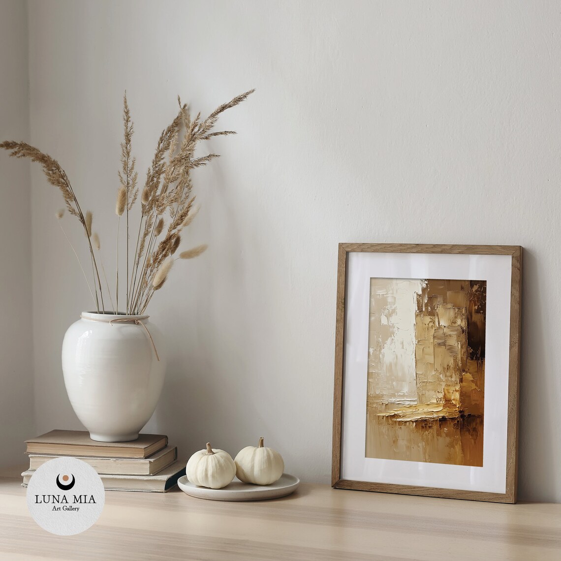 Rich Warm Beige and Brown Textured Abstract Painting Art Poster - Image 5