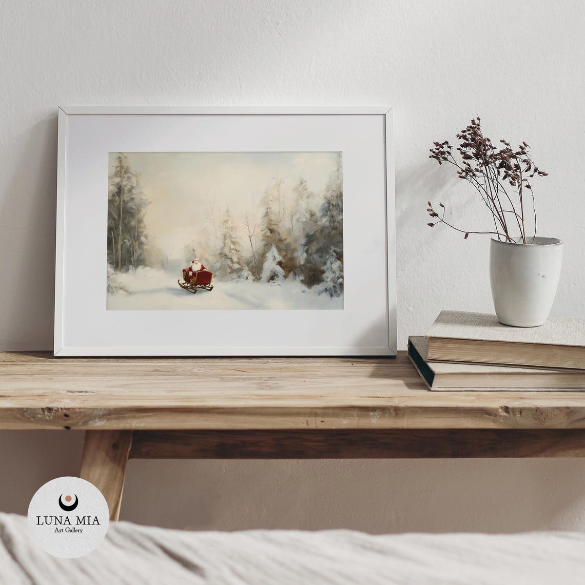 Santa In A Red Sleigh Riding Through A Snowy Forest Winter Poster - Image 3