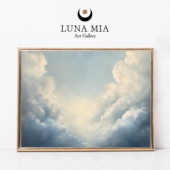 Vintage Sky Art Print Soft Clouds For Home Decor Minimalist Wall Art Print