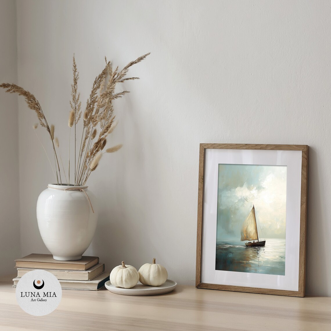 Sailboat On Dreamy Teal Sea Impressionist Nautical Painting Wall Poster - Image 5