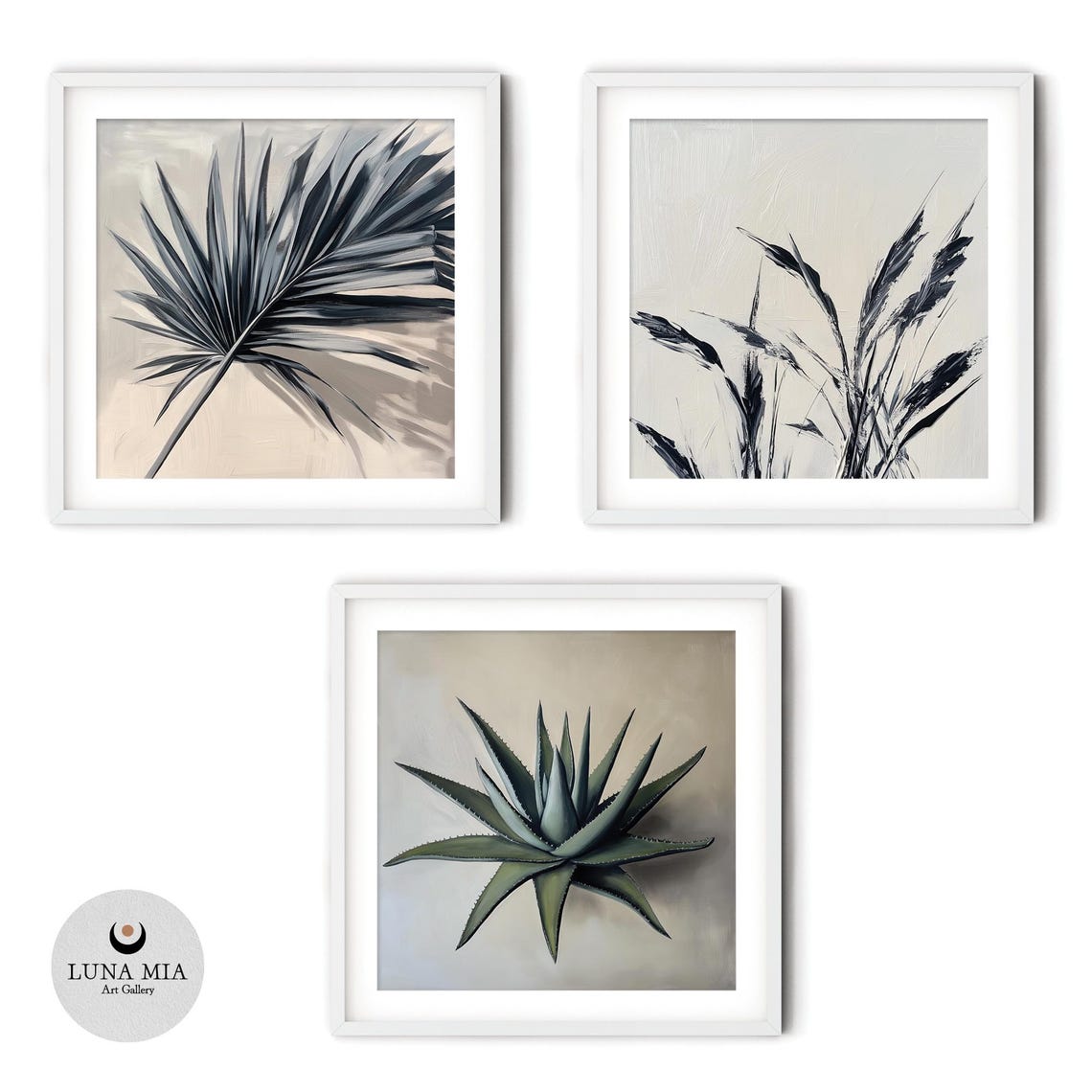 Black Palm Frond on Cream Background Modern Botanical Art Poster - Image 2