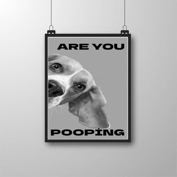 Are You Pooping Dog Blackwhite Bathroom Decor Wall Art For Bathroom Funny Art Home Decor Funy Wall Art