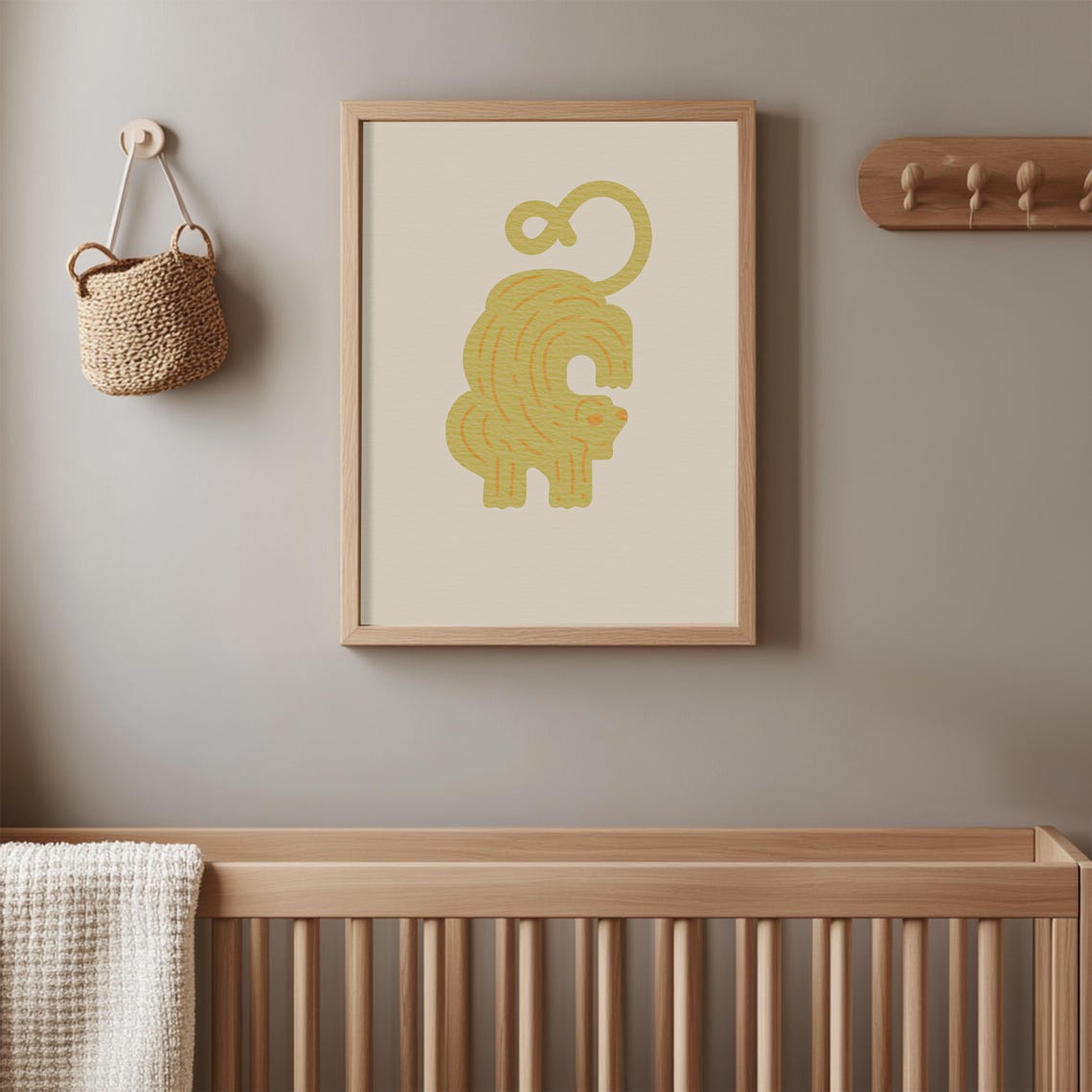Minimalist Lion Print Modern Nursery Decor