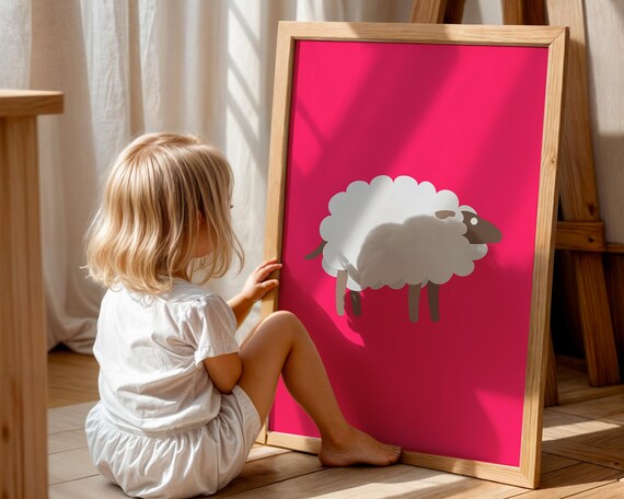Cute Sheep Print Playful Animal Wall Art Canvas Decor