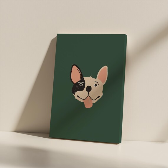 French Bulldog Wall Art Unframed Cute Dog Illustration For Pet Lovers Matte Canvas Multisize