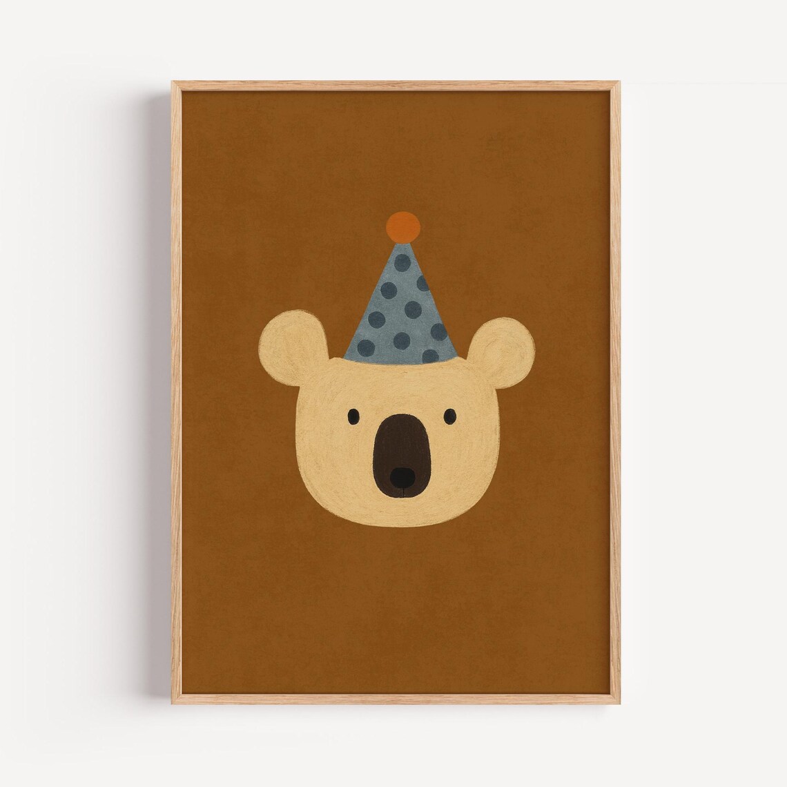Party Bear in Polka Dot Hat Cute Nursery Animal Kids Room Art Print