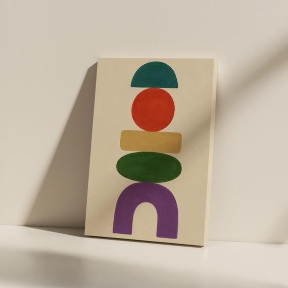 Geometric Shapes Canvas Print Colorful Abstract Wall Art For Kids