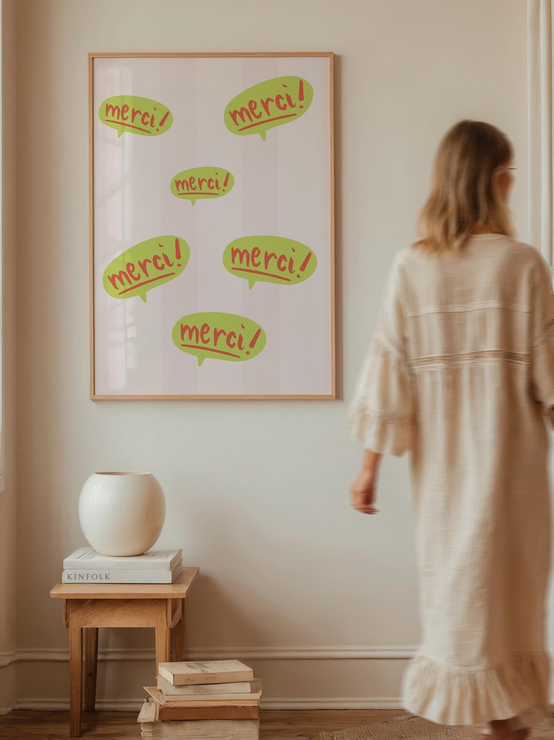 Merci Speech Bubbles French Thank You Hand Lettered Kids Art Poster
