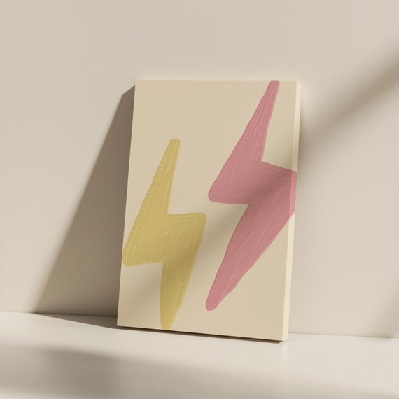 Abstract Lightning Bolt Canvas Art Modern Minimalist Decor