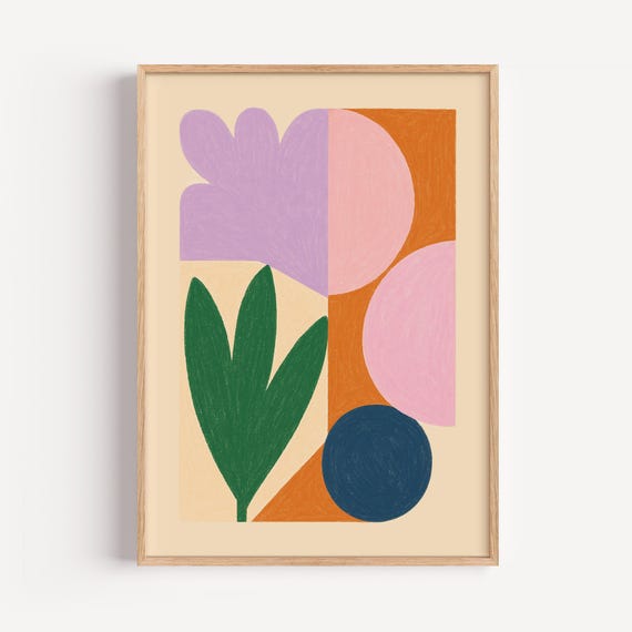 Botanical Geometric Abstract Color Block Art Print