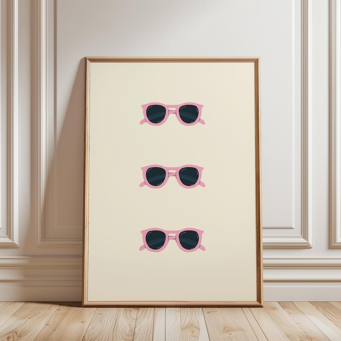 Pink Sunglasses Trio Minimalist Retro Summer Fashion Style Print