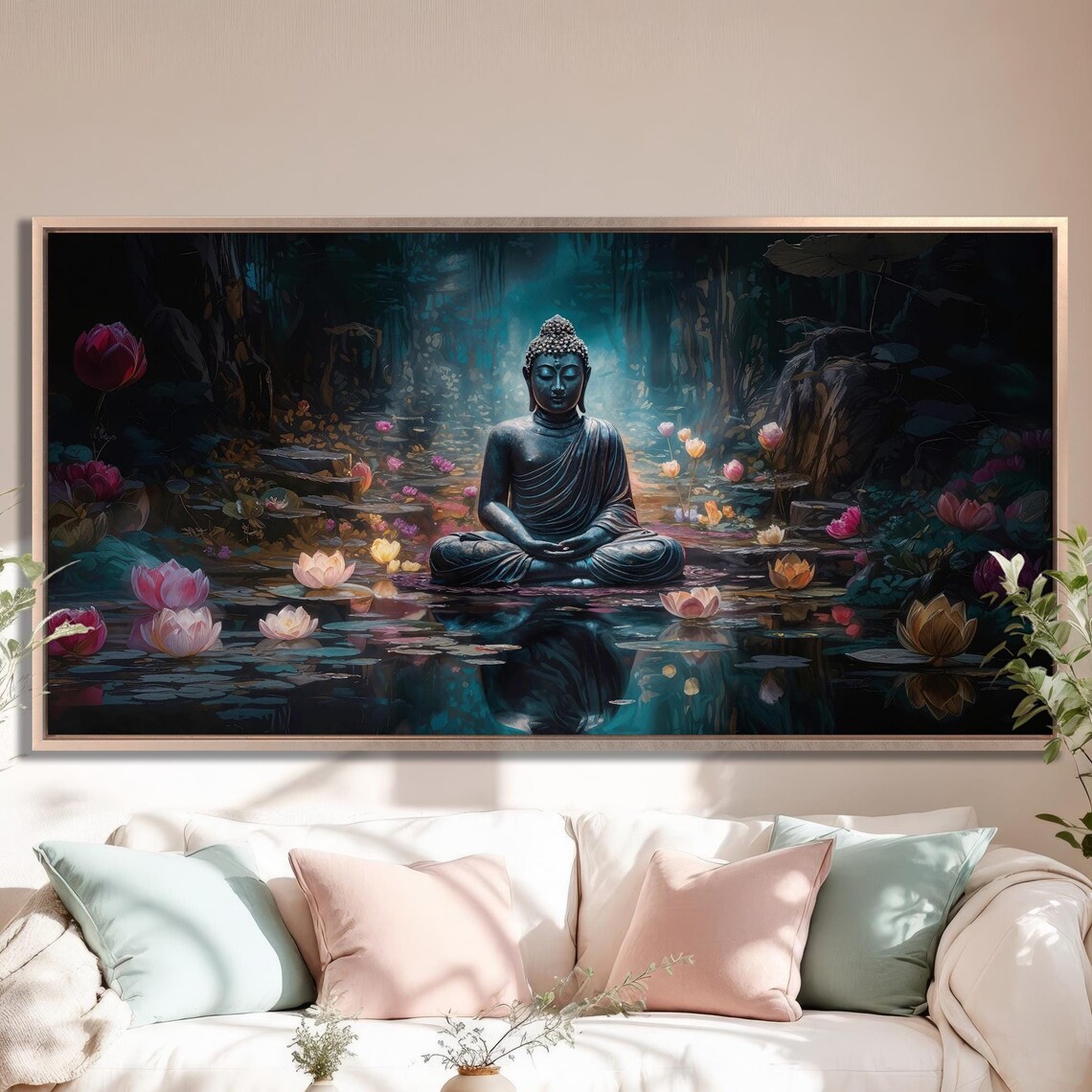 Buddha Statue Art Print, Abstract Meditation Wall Art