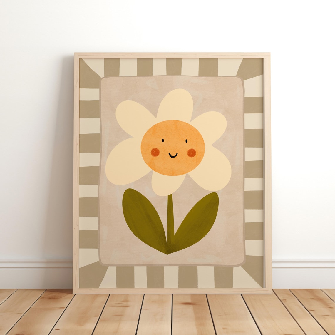 Smiling Flower Art Print, Boho Nursery Decor