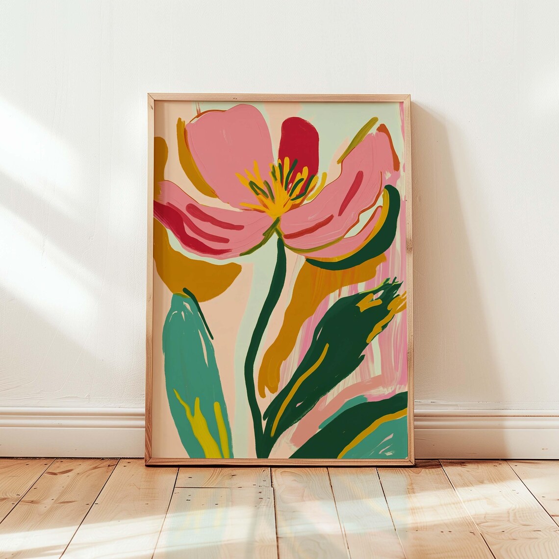 Pink Flower Abstract Botanical Art Print