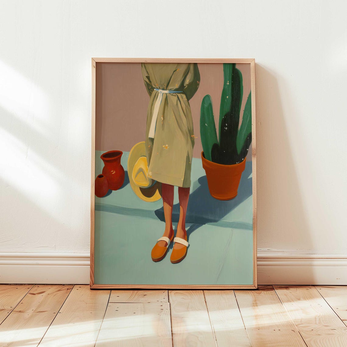 Woman With Cactus Southwestern Boho Modern Figurative Art Print