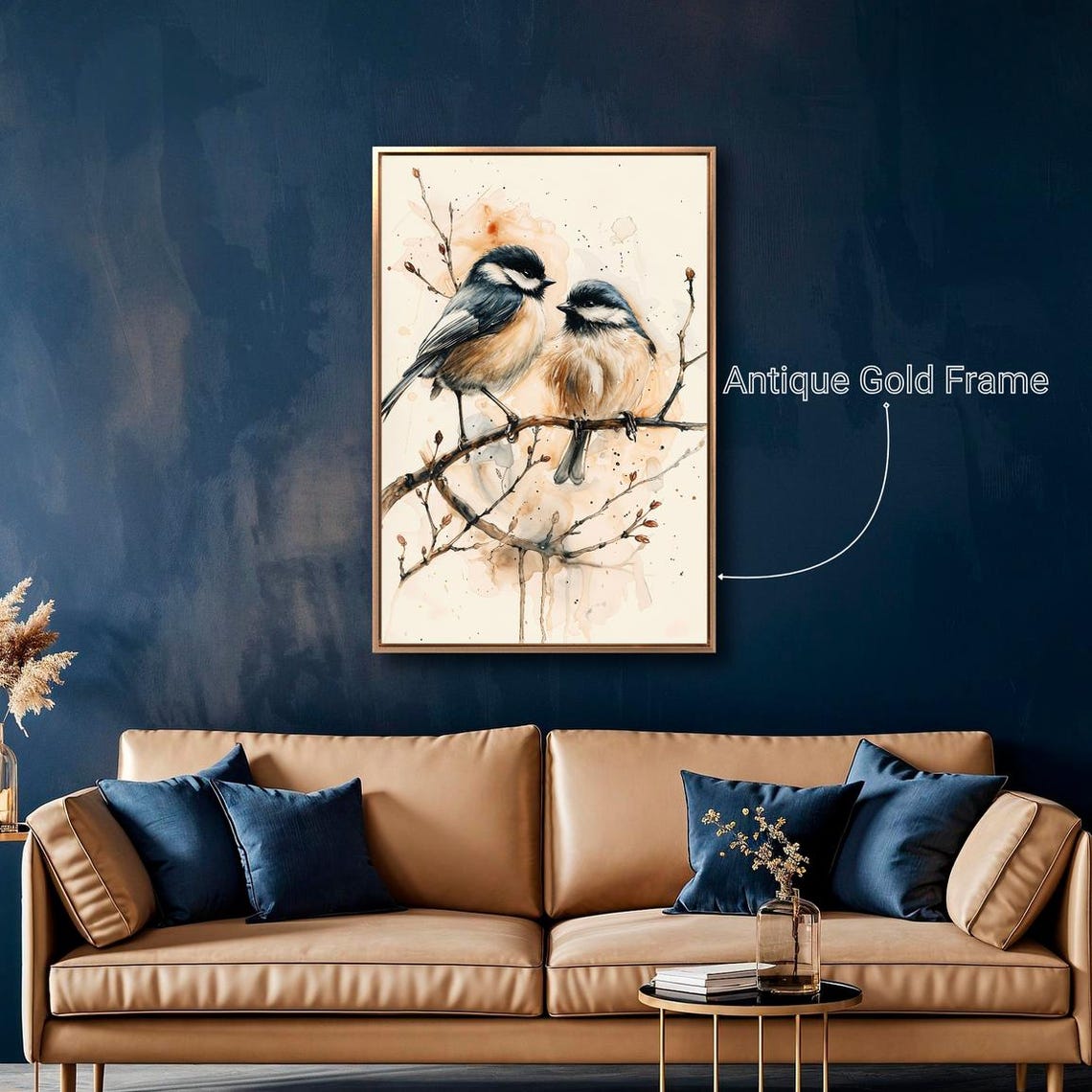 Two Chickadees On Branch Watercolor Cute Little Birds Wildlife Poster - Image 4