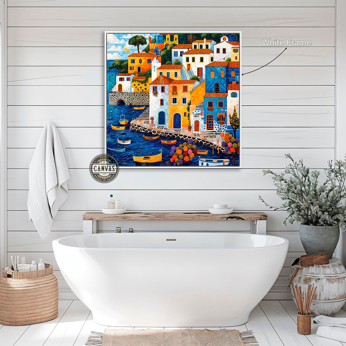 Mediterranean Village Art Print, Seaside Decor - Image 5