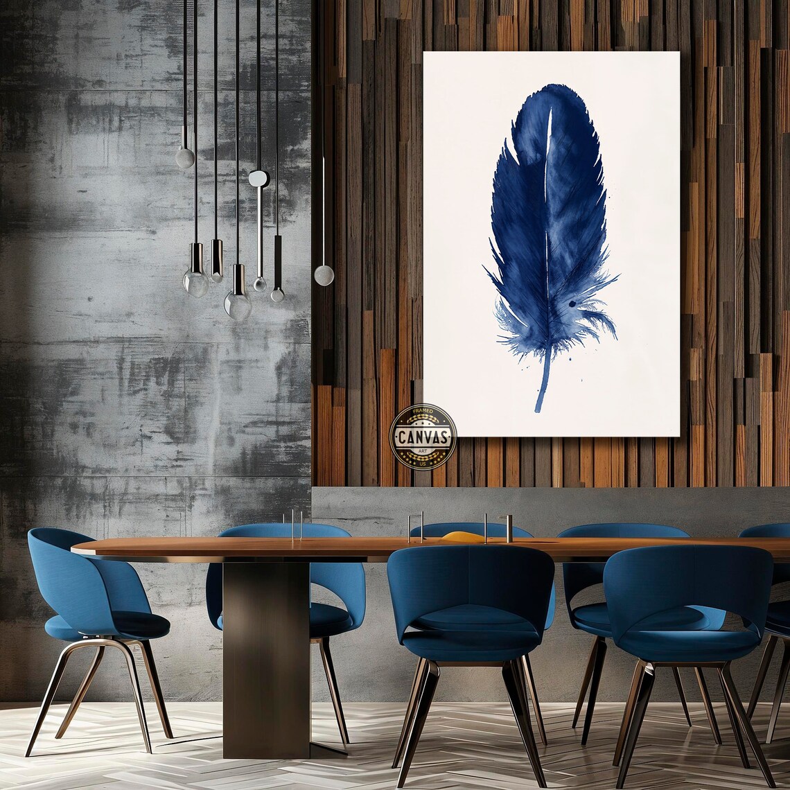 Blue Feather Watercolor Art Print, Minimalist Quill - Image 4