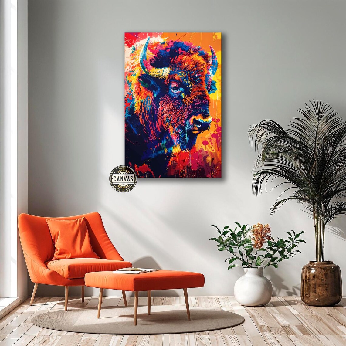 Abstract Bison, Vibrant Buffalo Wildlife Art Print - Image 2