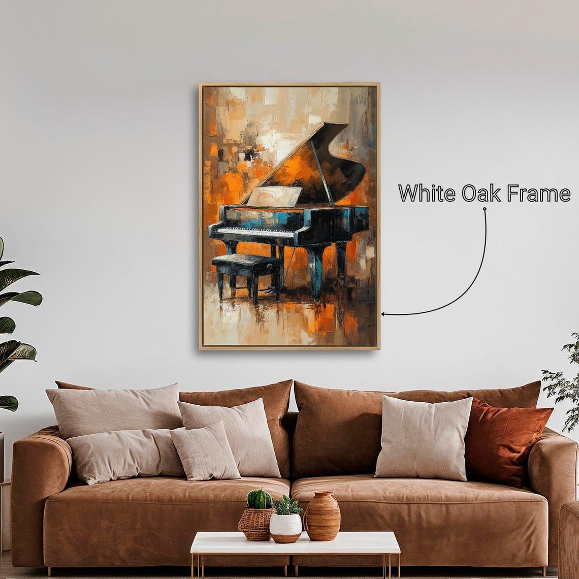 Elegant Grand Piano Orange Abstract Background Music Painting Print - Image 2