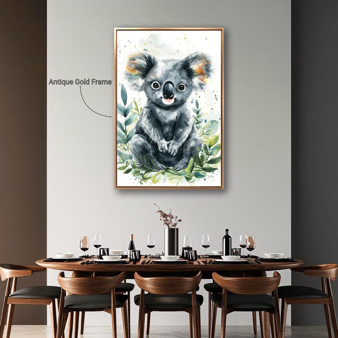 Cute Baby Koala Watercolor Eucalyptus Nursery Australian Art Poster - Image 3