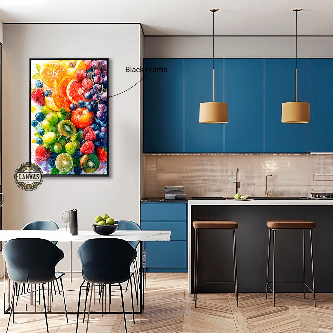 Vibrant Lush Citrus Berries Fruit Watercolor Juicy Summer Wall Art - Image 4