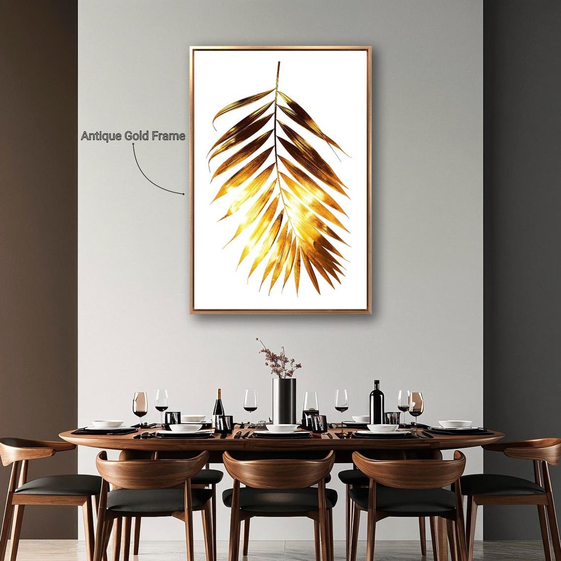 Golden Palm Leaf Luxury Tropical Botanical Abstract Wall Art Poster - Image 5