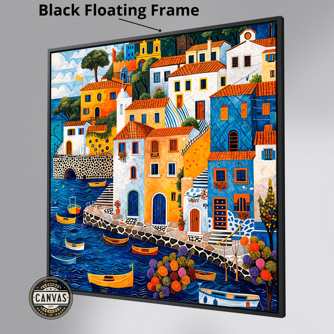 Mediterranean Village Art Print, Seaside Decor - Image 3