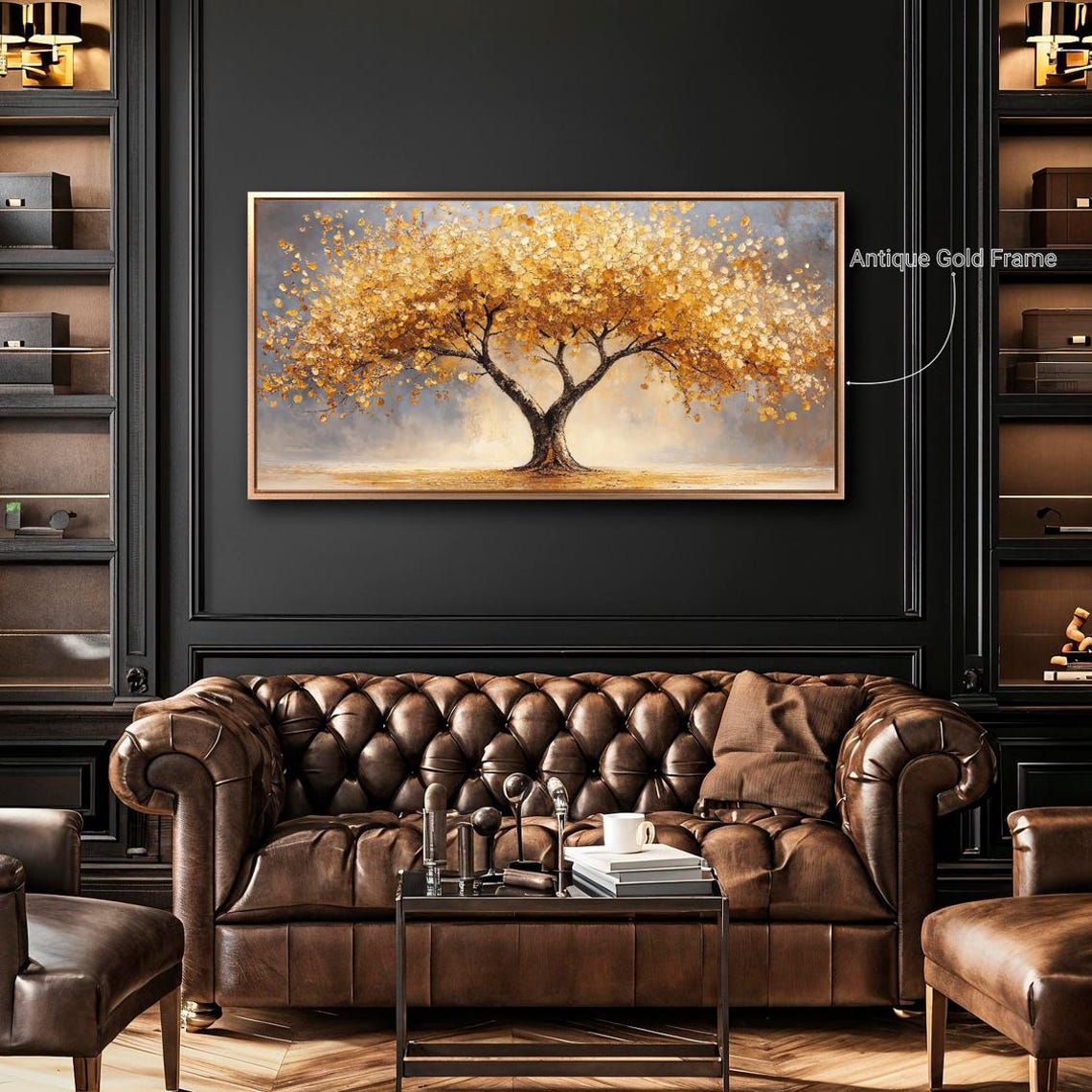 Golden Autumn Tree In Open Field Fall Foliage Abstract Wall Poster - Image 4