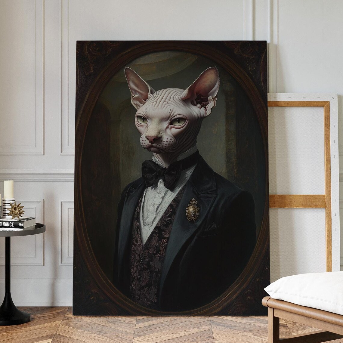 Sphynx Cat Gentleman Tuxedo Bow Tie Aristocratic Victorian Portrait Poster
