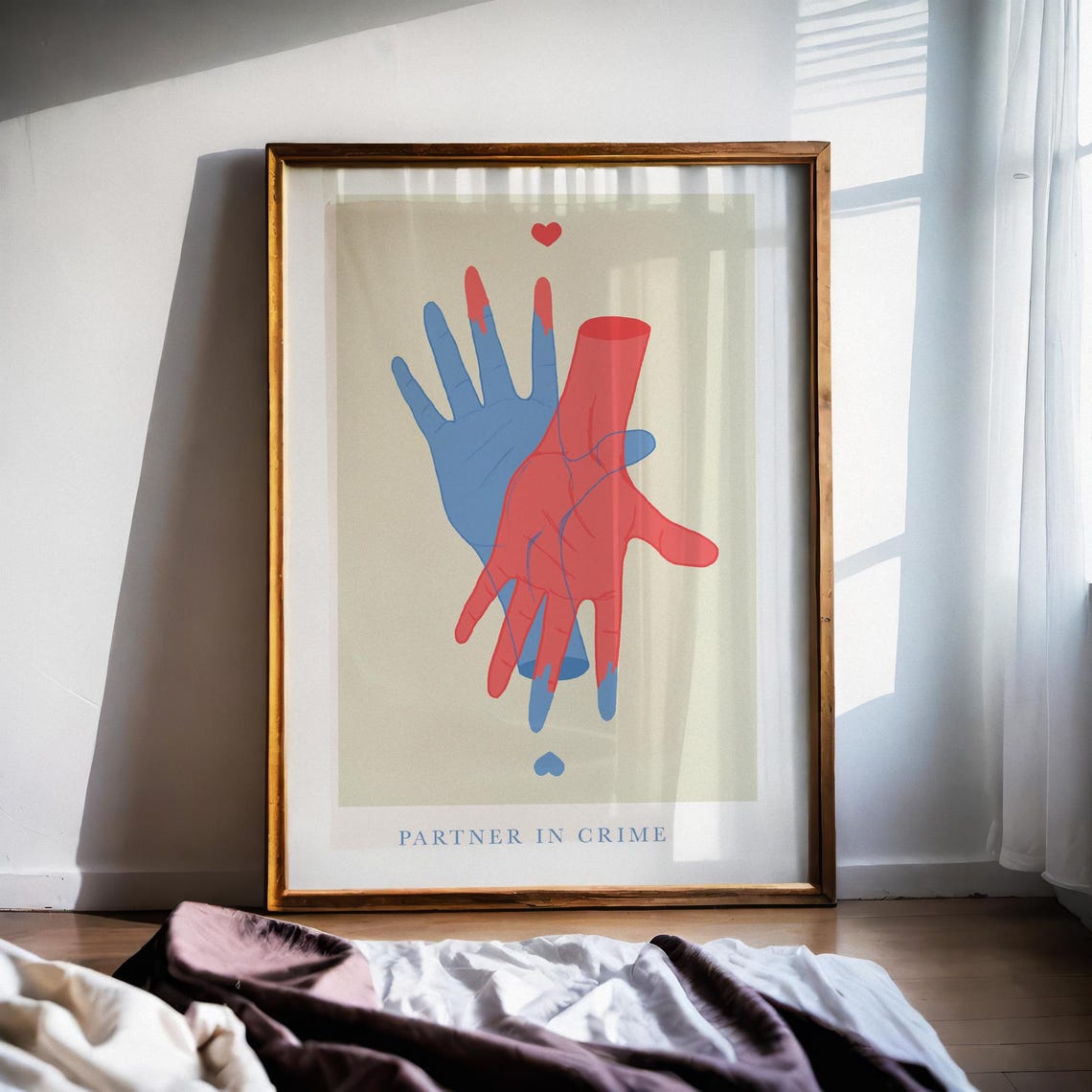 Partner In Crime Holding Hands Modern Minimalist Couple Love Poster - Image 2