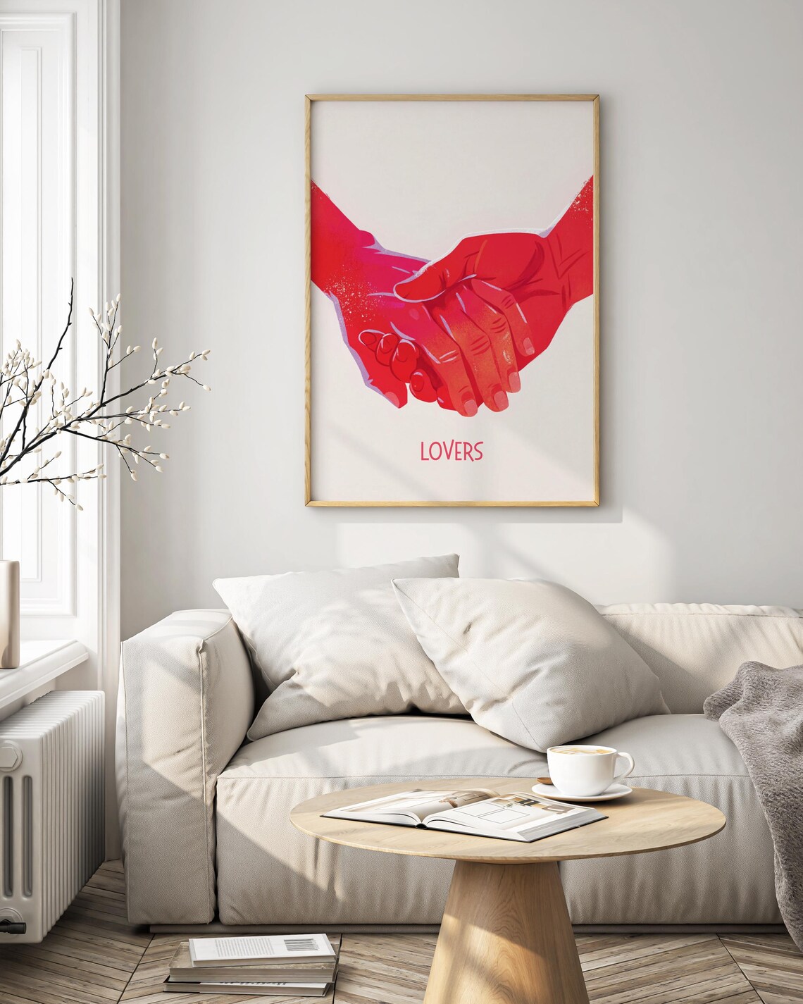 Lovers Red Holding Hands Romantic Minimalist Valentine Couple Poster - Image 3