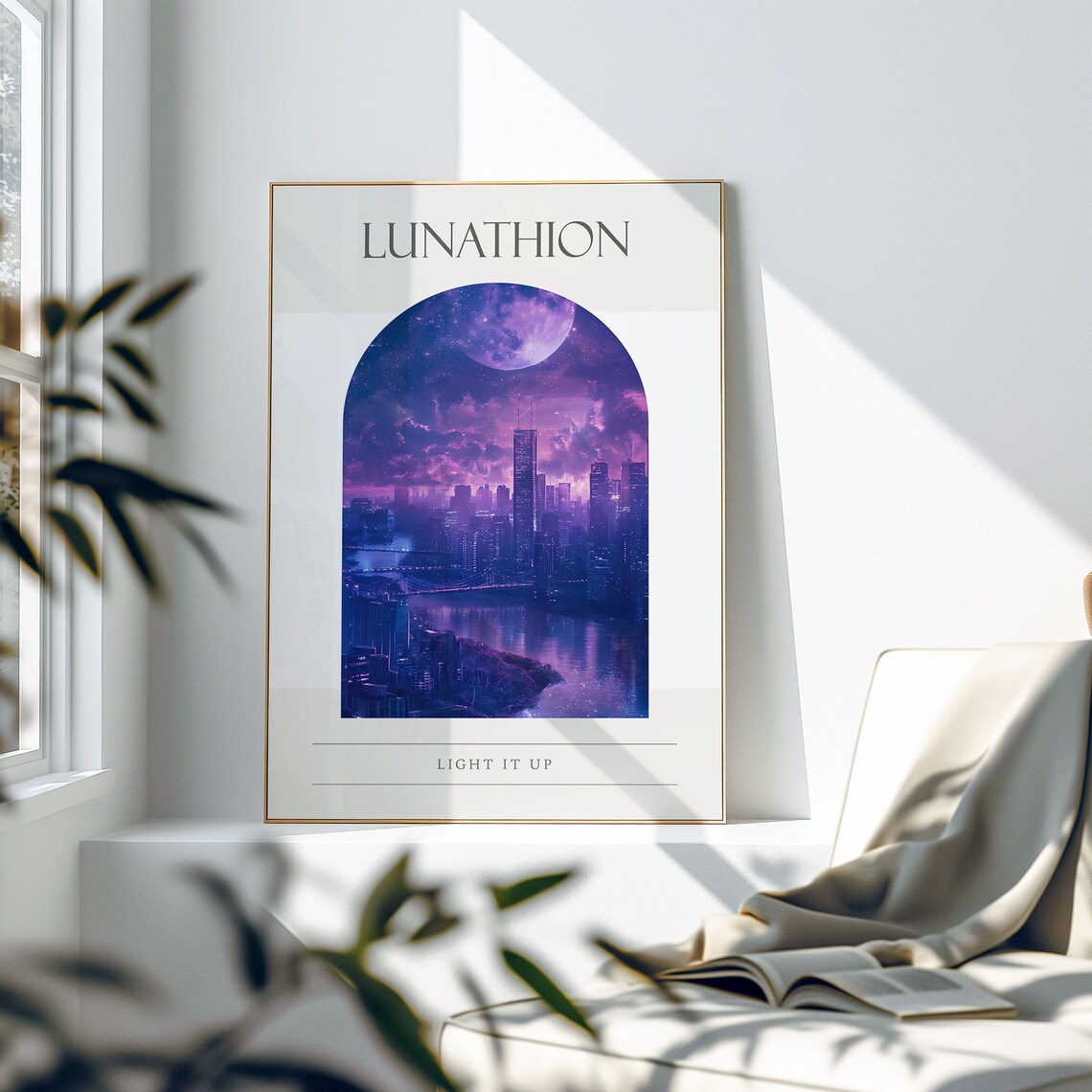 Lunathion Light It Up Violet Moon Cityscape Crescent City Poster - Image 2