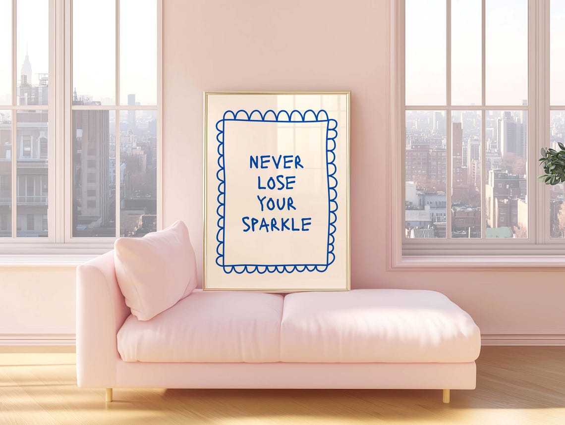 Never Lose Your Sparkle Blue Retro Motivational Quote Poster