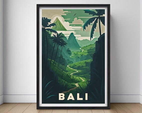 Bali Ubud Travel Poster Bali Ubud Wall Art Print Rice Fields Bali Ubud Painting Bali Illustration Bali Ubud Bali Ubud Home Decor