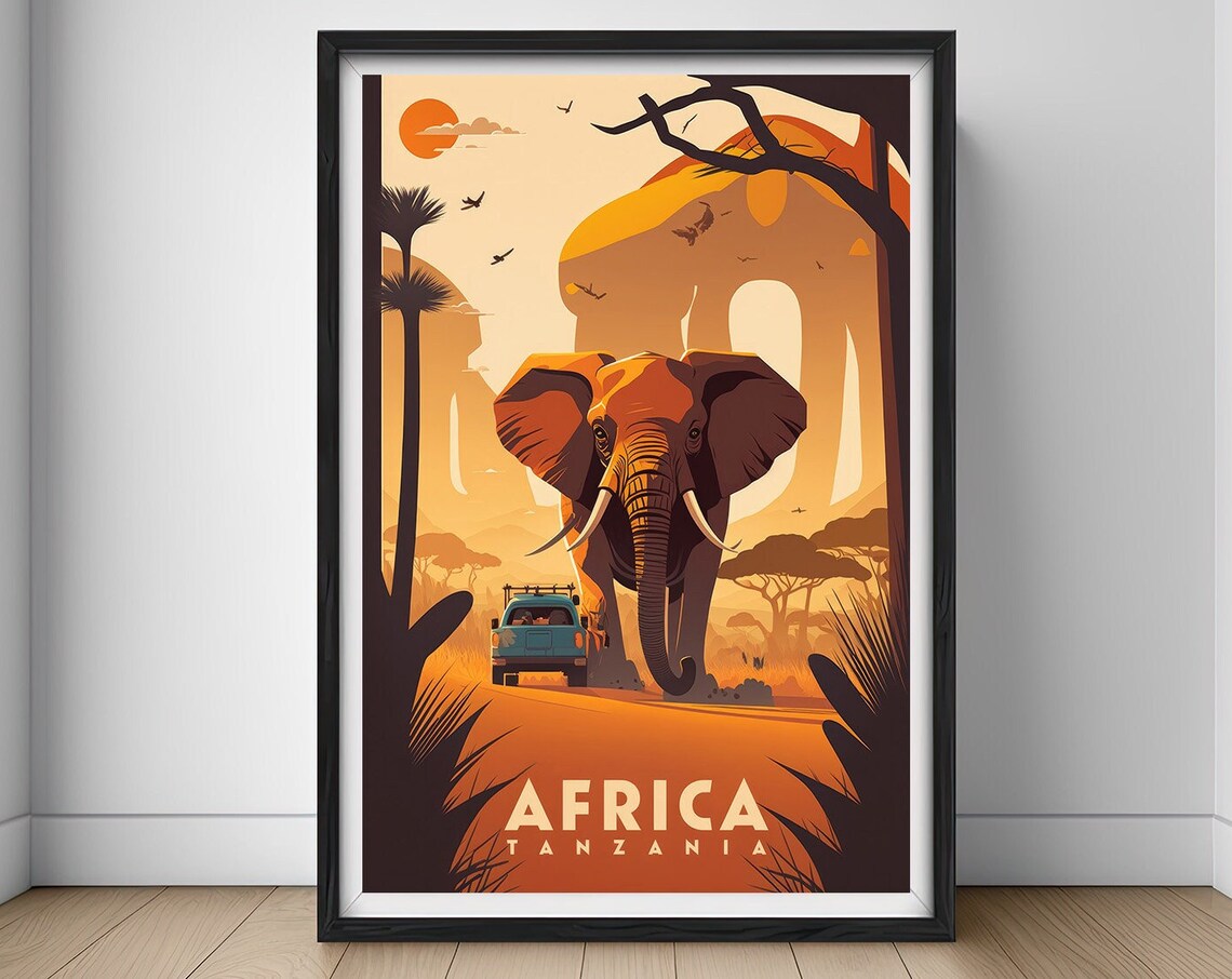 Tanzania Watercolor Travel Poster, Africa Art Print